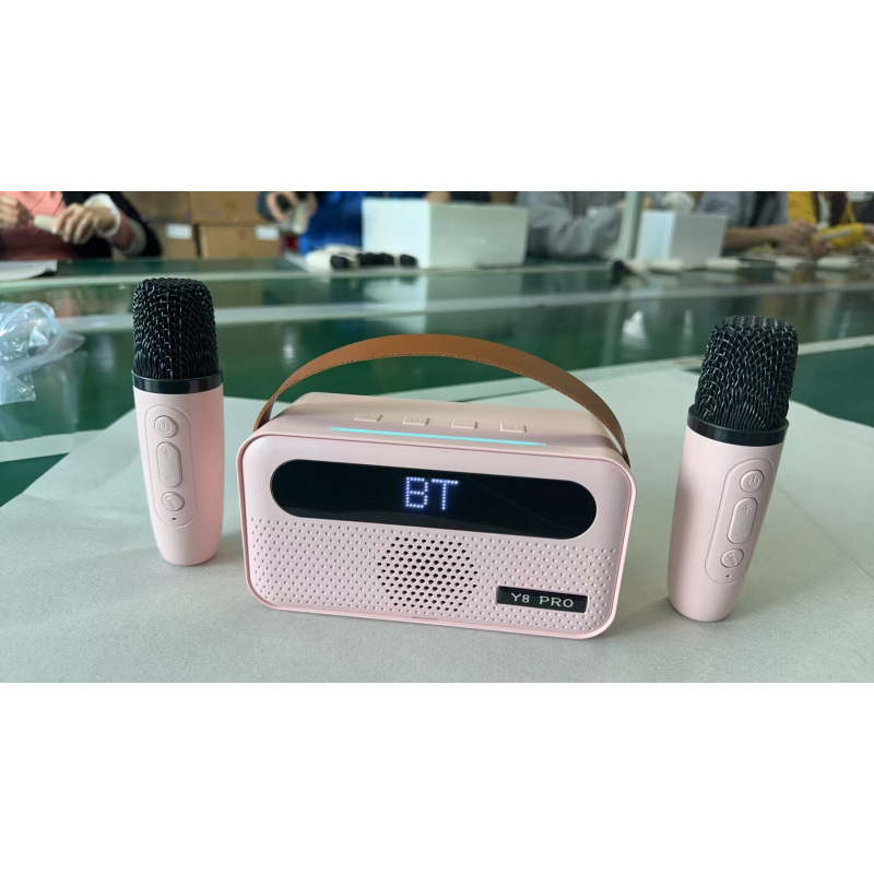 カラオケスピーカー ポータブル ワイヤレス Bluetoothスピーカー マイク付き 歌詞表示機能搭載 子供用 ワイヤレスマイク一体型スピーカー|undefined