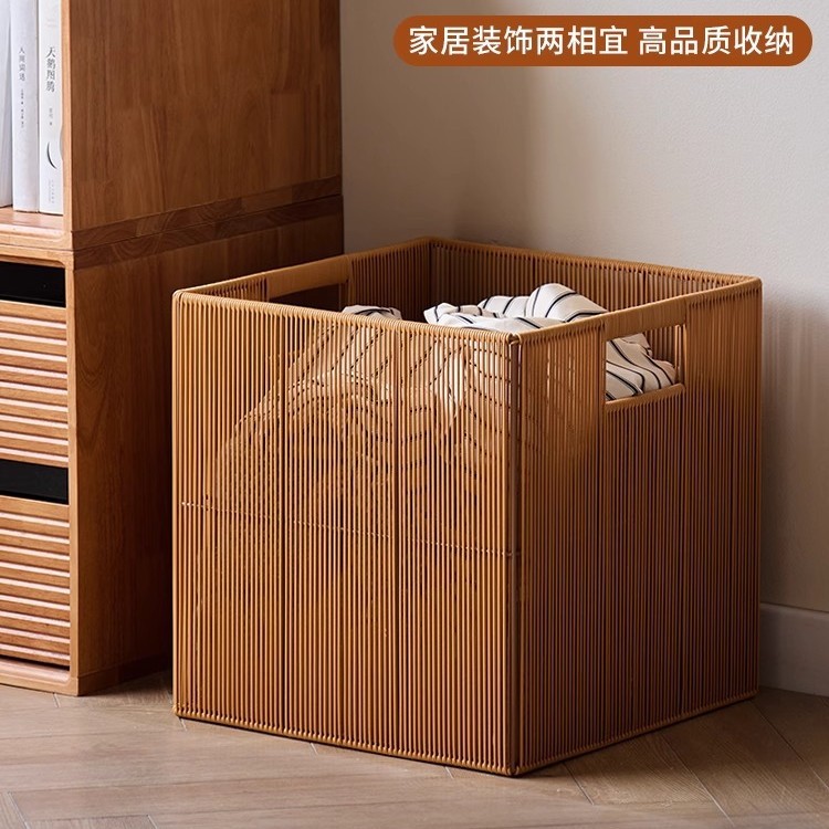 Cesta de ropa sucia de ratán personalizada Cesta de almacenamiento de ropa sucia de gran capacidad para dormitorio Cesta de ropa sucia de baño impermeable tejida a mano