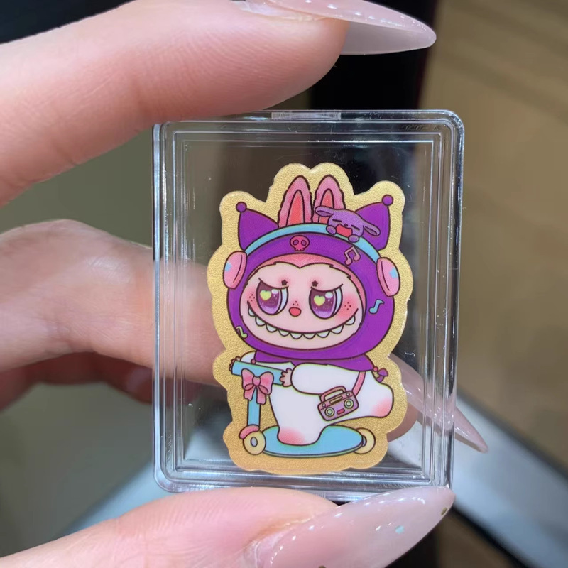 純金ラブブ携帯電話ステッカー色のかわいい漫画バブルマートララブブウォーターシェルゴールドハンギングアクセサリーギフト|undefined
