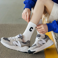 Dongdaemun Big C Women's Pure Cotton Mid-Calf Socks Spring and Autumn Season Instagram Trendy Fashion Vlogger Style Outer Wear Sports Socks with Shark Pattern