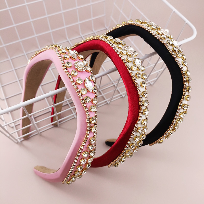 CB20170009-3.5cm三尖椭圆珍珠水钻塑料布艺发箍