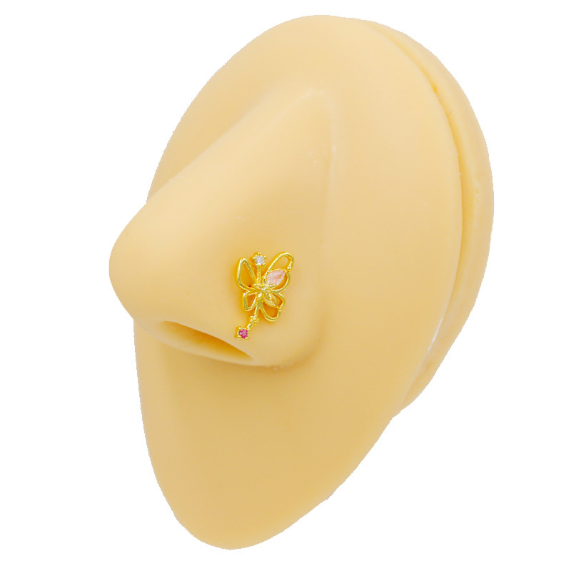 L-shaped Nose Stud With Bowknot Design European Style Jewellery_voghion.com