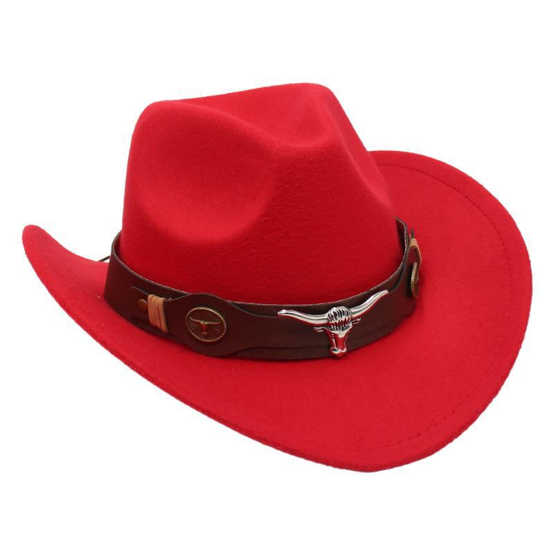 1636g Weight Unisex Ethnic Style Horns Curved Eaves Felt Hat