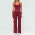 7028 vest + 7028-2 wide-leg pants—cherry red