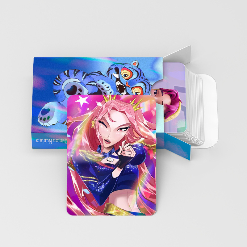 现货30张镭射卡KPOP猎魔女团闪卡蓝猫卡通动漫周边LOMO小卡|undefined
