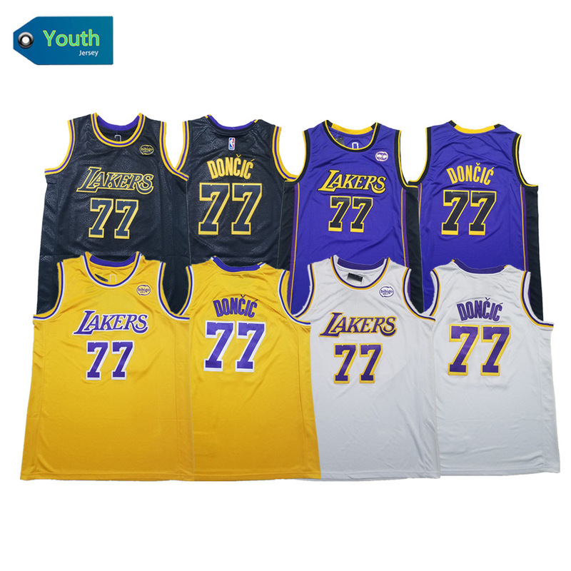 Lakers Doncic Jersey 77#Dončić USA NBA Embroidered Children's Basketball Uniform Children's Wear Jersey Batch