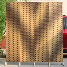 批发新款草编酒店客厅简易移动不透光屏风玄关折屏 松木制榫卯结