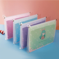 創意亮片流沙立體文件袋 a4彩色文具收納袋 小學生塑料防水拉鏈袋