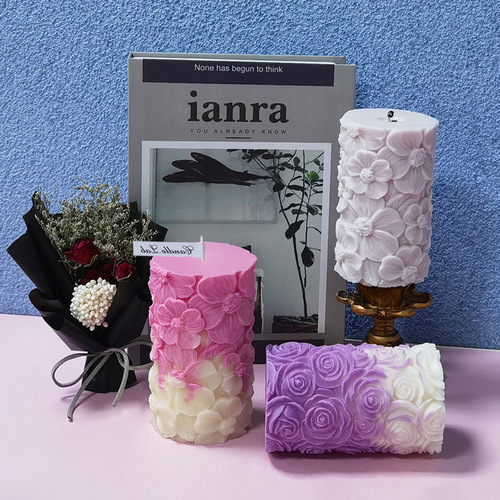 Sanxin Sea Wave Cylindrical Scented Candle Silicone Mold for DIY Rose Flower, Gypsum Decorations, and Diffuser Stones – Cylindrical Molding Tool