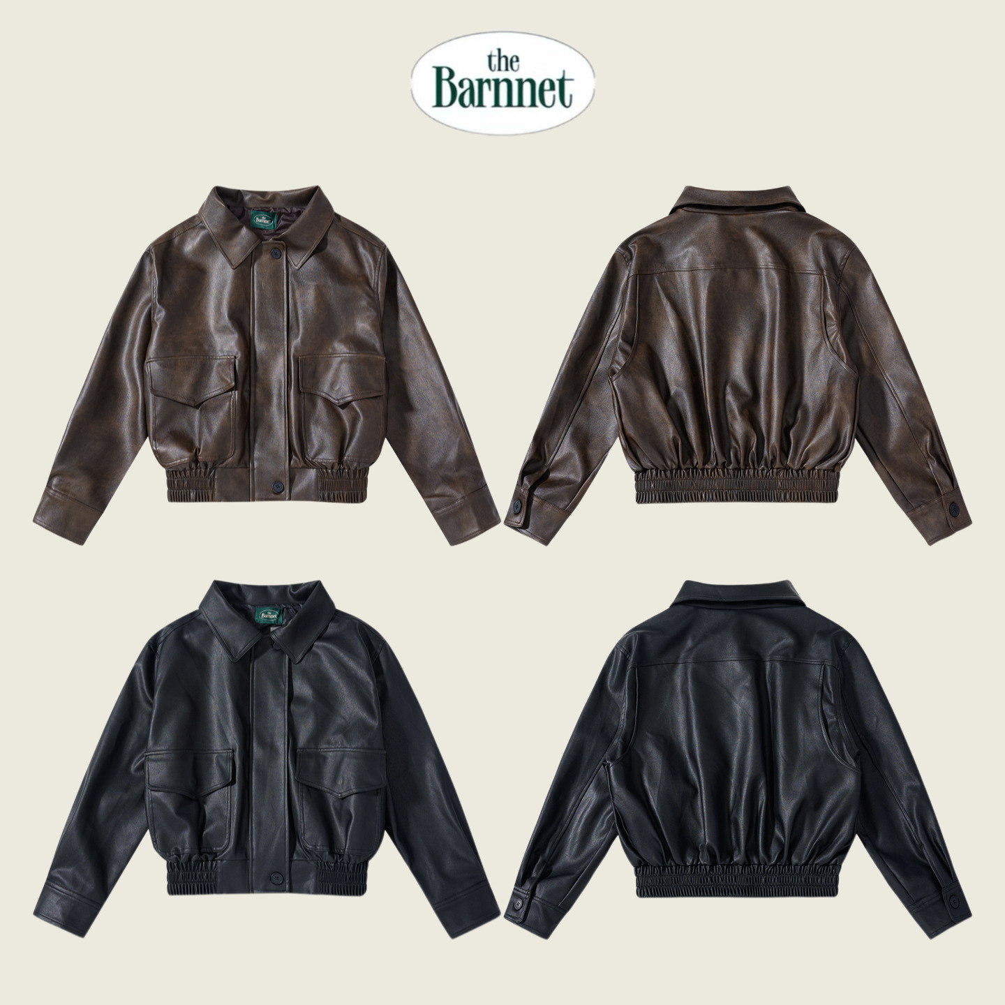 Korean Niche Trendy Brand the Barnnet Eight-Milk Leather Jacket Women's New Retro Loose Distressed Jacket