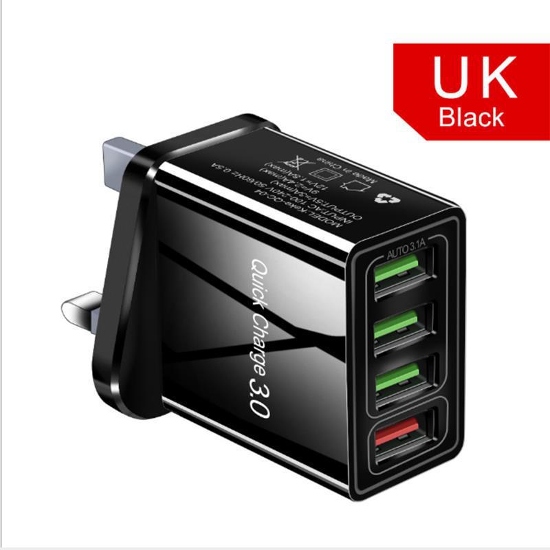 UK US EU 4 USB Charger Quick Charge 3.0...