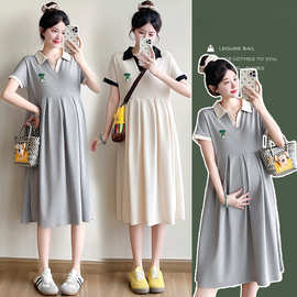 孕妇装夏装5新孕妈高级穿搭连衣裙夏季时尚套装慵懒法式裙子