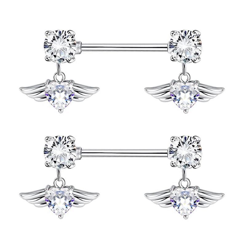 Stainless Steel Butterfly Breast Ring Pink Love Heart Nipple Barbell Peach Heart Piercing Jewelry Wholesale detail image 9