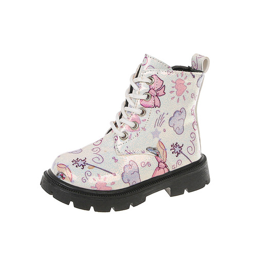 Girls' Martin Boots Autumn/Winter Print Soft Sole Princess Boots Short Cylinder Fashion Boots for Girls and Boys, Size: Medium to Large