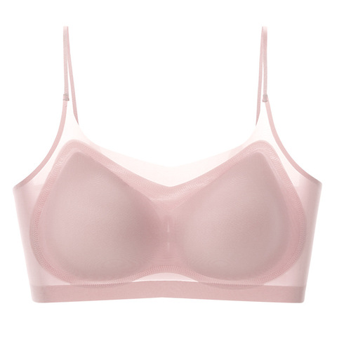 Seamless underwear for women, no rims vest, sports thin sleep bra, big breasts, small, fashionable breathable sling bra