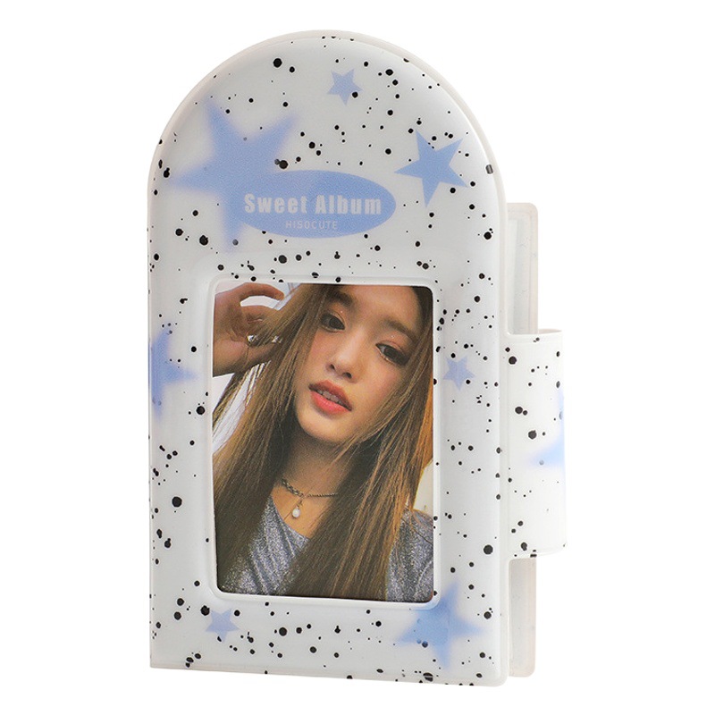 Hisocute cuadrado hueco álbum de la muchacha de tres pulgadas de la estrella pequeña tarjeta de almacenamiento de libros estudiante Polaroid libro de tarjetas