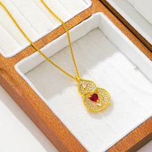 越南沙金镶锆吊坠潮流仿金葫芦坠子铜镀金久不掉色配饰品义乌货源