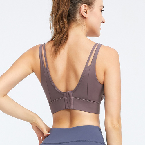 High-intensity sports bra, shock-proof fitness one-piece yoga vest, fixed cup outer wear, beautiful back fitness bra for women