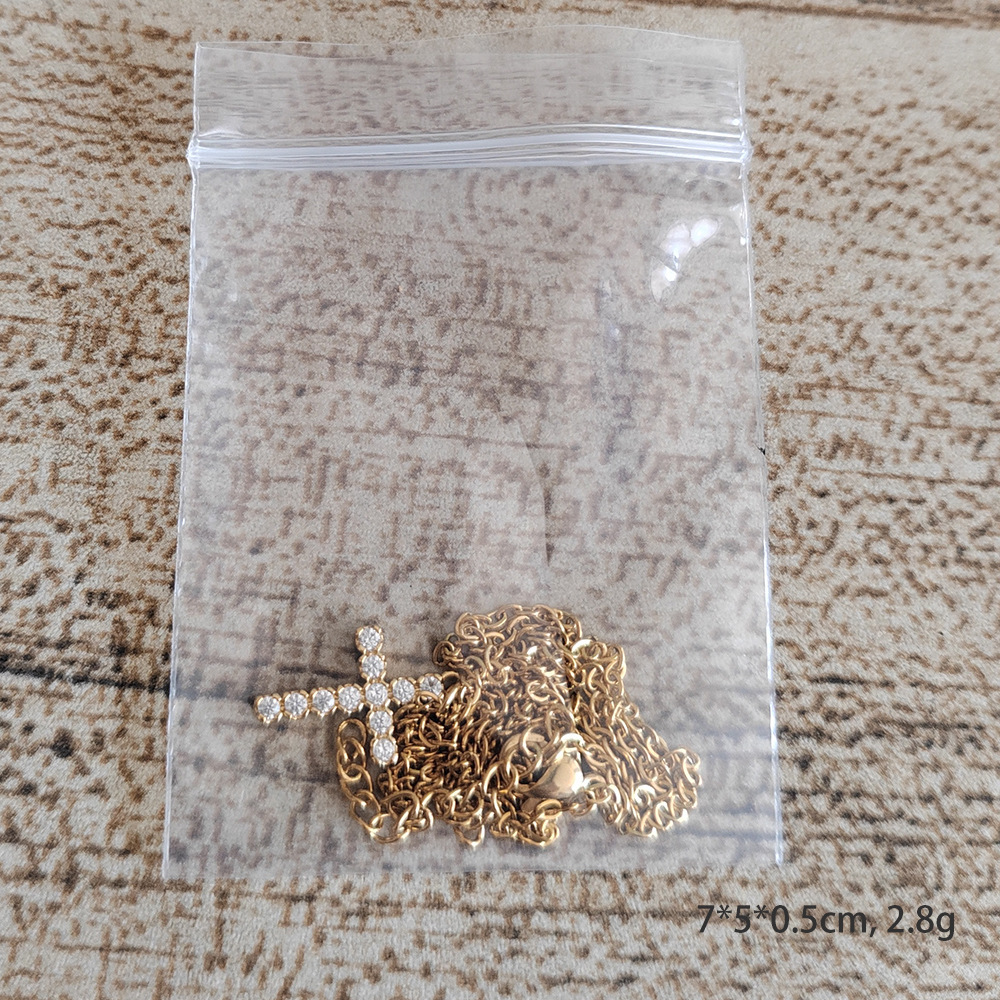 YOLONLY Ladies Cadena de cruz de oro de 18 quilates Moda Otoño CZ Zircon Decoración de cadena pequeña Exquisita y versátil Lujo ligero