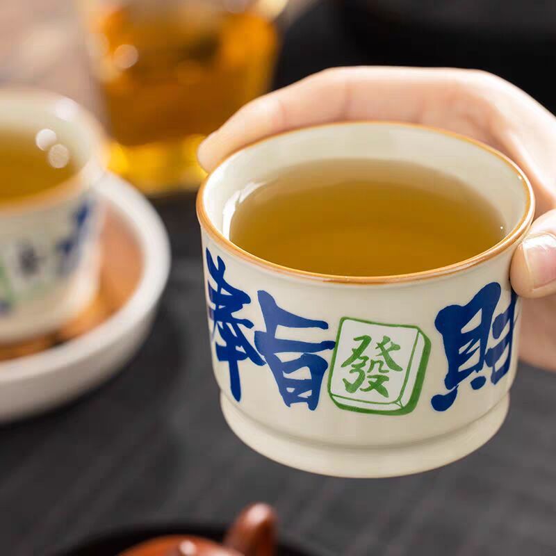 汝窯奉旨財宝天杯マスターカップ個人用セラミックカンフーティーカップオープンピースシングルカップ|undefined
