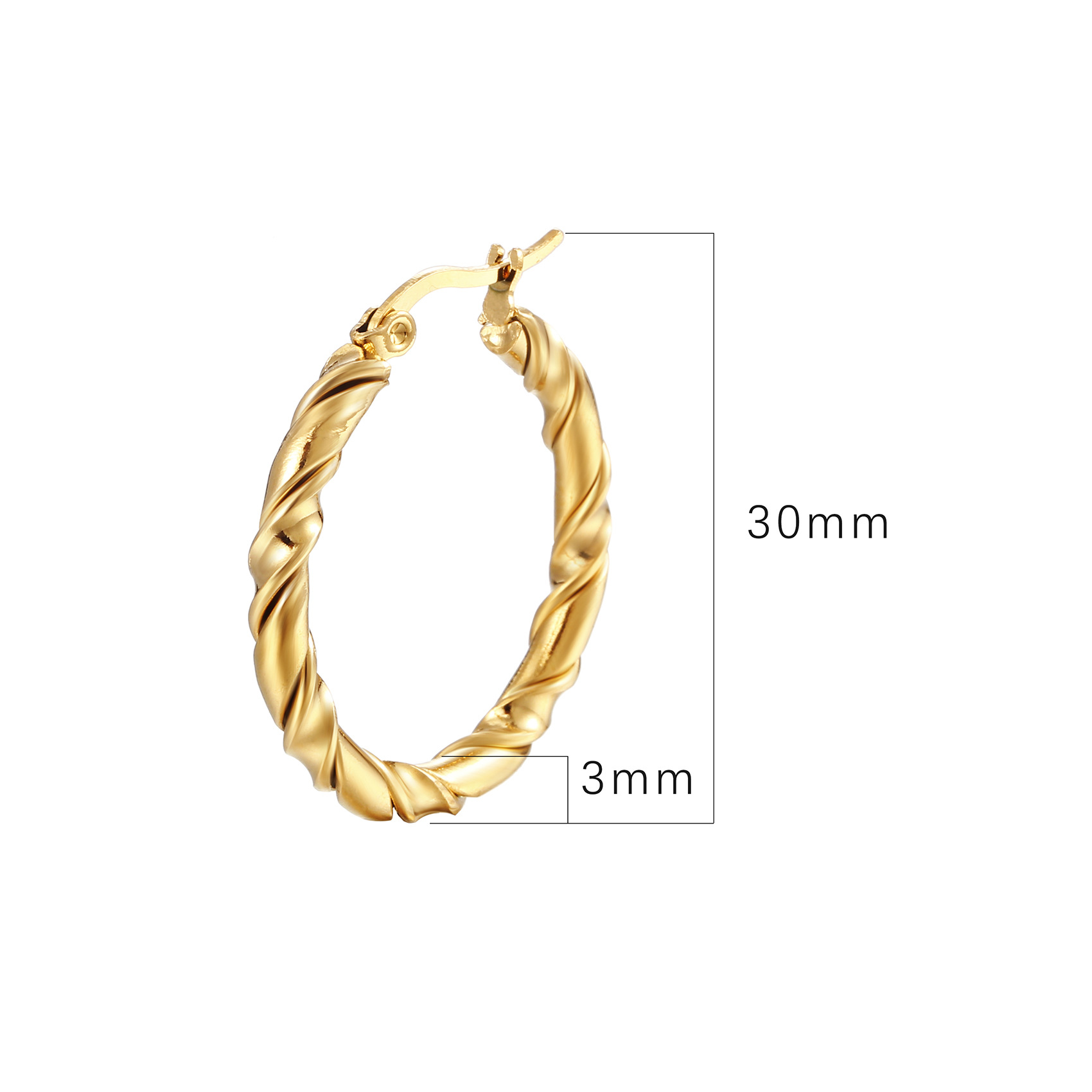 Hoop Earrings Classification 1 Pair Quantity PVD Coated 18K Gold Real Gold Plated Round 201 Stainless Steel Fashion Waterproof Non Tarnish Hoop Earrings
