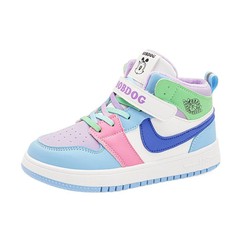 Babu Bean zapatos para niños otoño y invierno 2025 nuevo cuero impermeable zapatos de skate de alto rendimiento y zapatos deportivos de algodón para niños