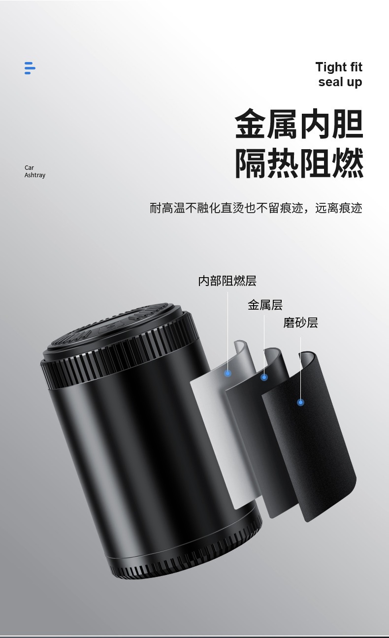 Popular Foreign Trade Stainless Steel Car Ashtray, Wear-Resistant and Easy to Clean, Sealed In-Car Ashtray, Direct from the Source Factory