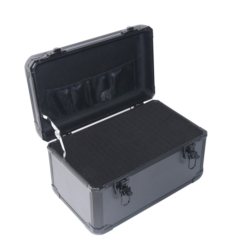 Caja de herramientas de aleación de aluminio Caja de mano pequeña Equipo Hardware de instrumentos Caja de almacenamiento multifuncional con cerradura Belleza