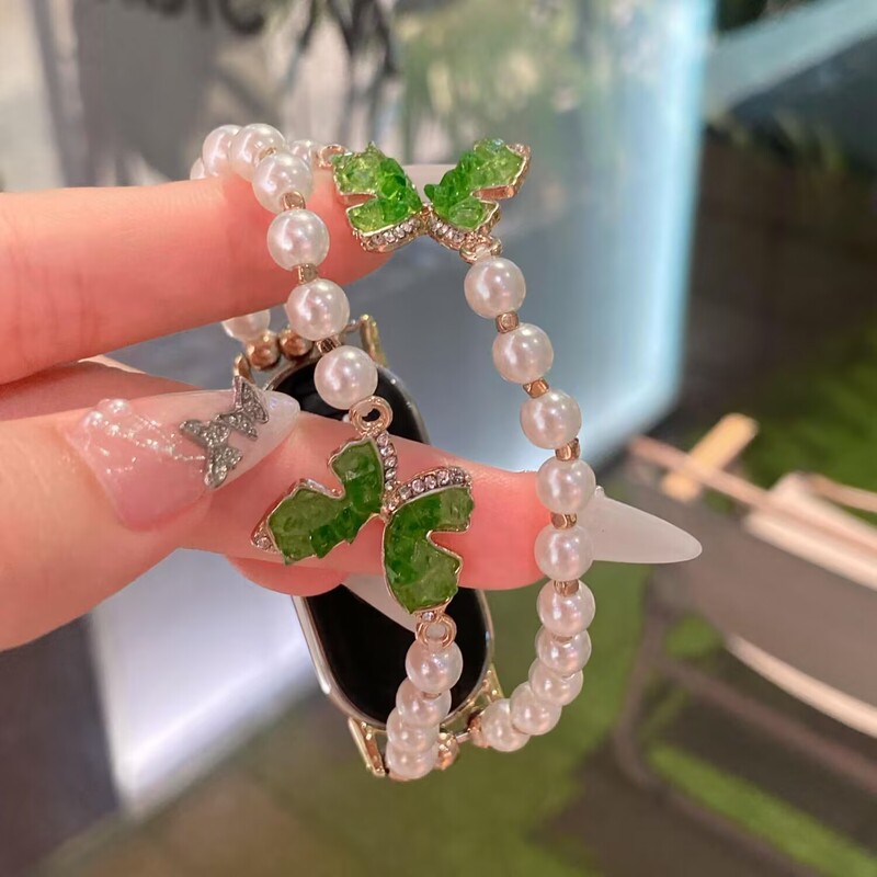 Summer Butterfly Bracelet Pearl Series Strap Suitable for Apple Watch with Metal High-End Exquisite Se Watch