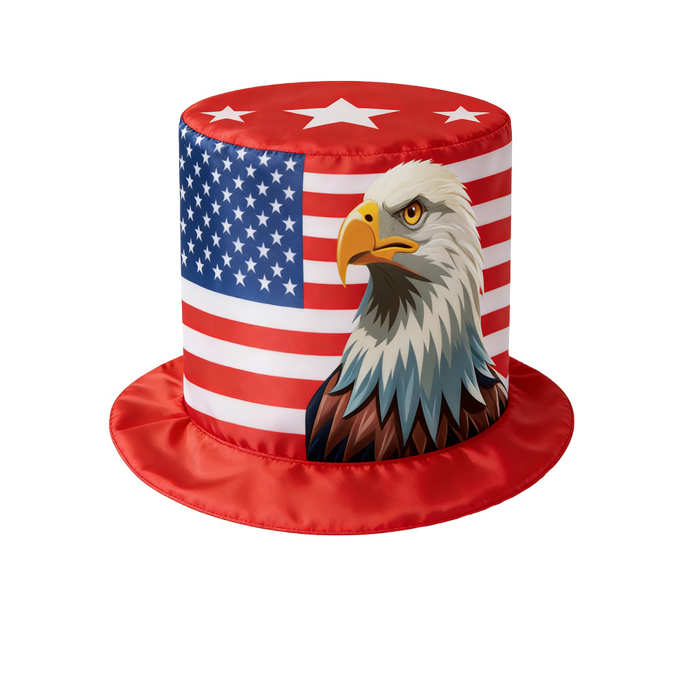 Nuevo sombrero transfronterizo del Día de la Independencia de los Estados Unidos Tío Sam sombrero festivo accesorios de decoración infantil bandera de los Estados Unidos sombrero alto