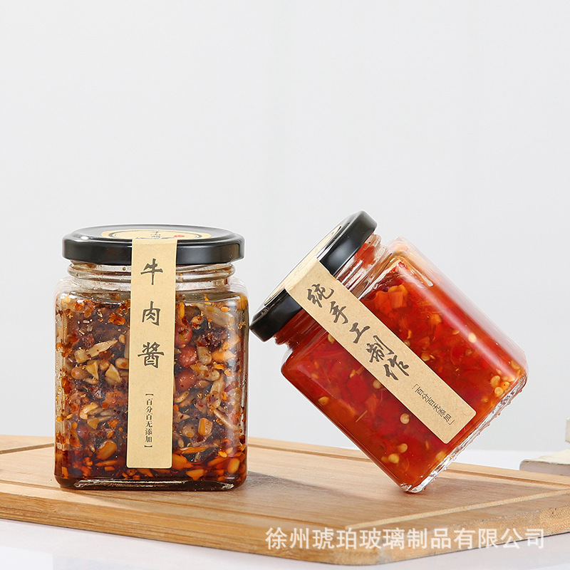 メーカー卸売り缶の角型蜂蜜瓶500mlガラス密封唐辛子味噌汁瓶ジャム缶味噌汁瓶|undefined
