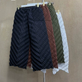 三宅设计感褶皱棉裤女冬季外穿手工压褶高端时尚裤子女士休闲裤