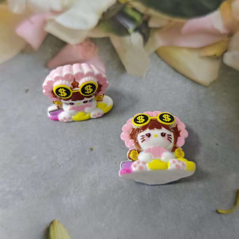 卡通diy树脂配件立体富婆kitty奶油胶发夹手机壳鞋扣钥匙扣饰品摆|undefined