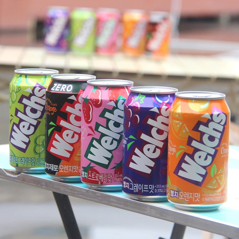 Южная Корея импортировала газированный напиток Уэлча Purple Grape Fruit Soda Bubble Water Консервированный напиток