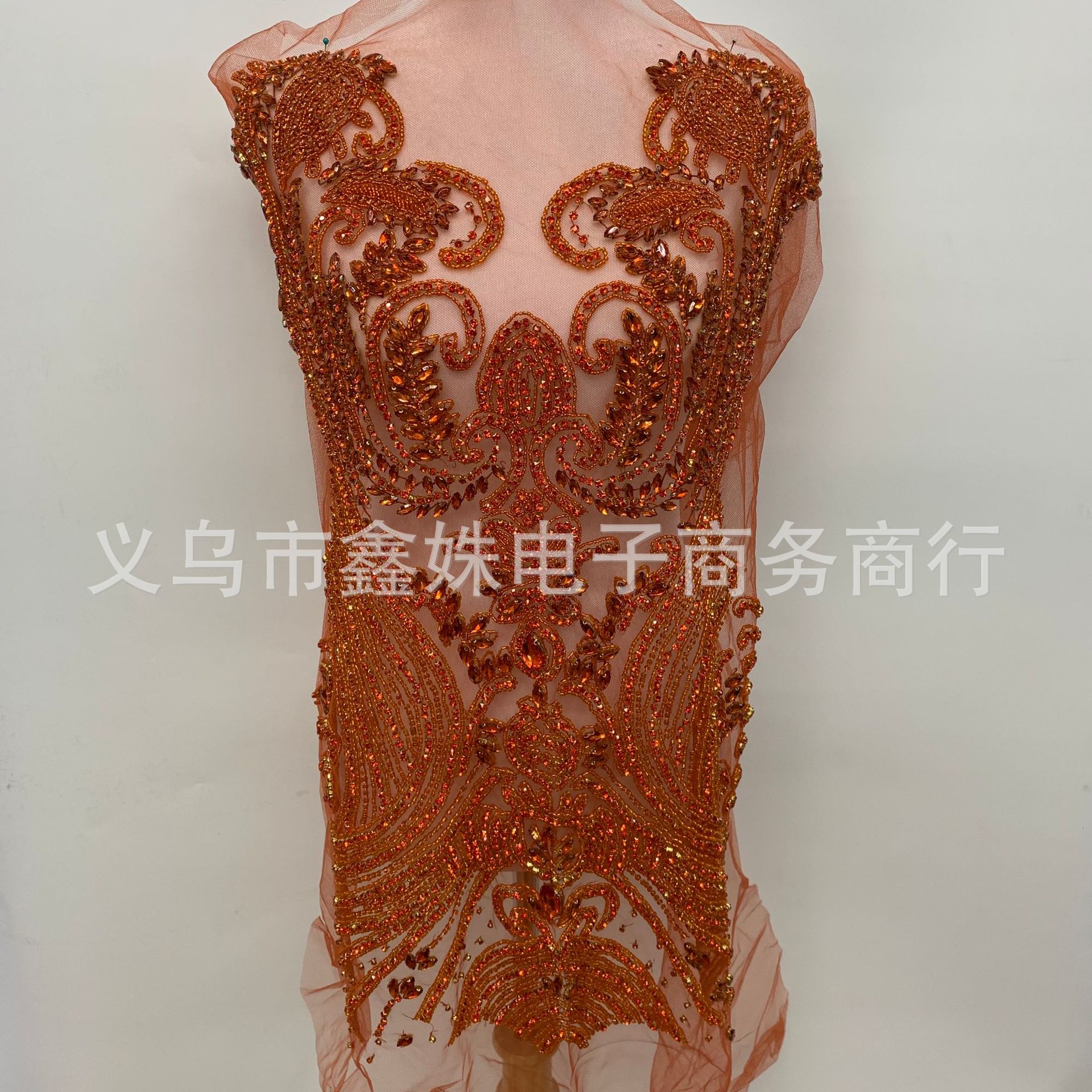 大版橙色 闪亮2023秋季新款宴会优雅重工礼服婚纱辅料