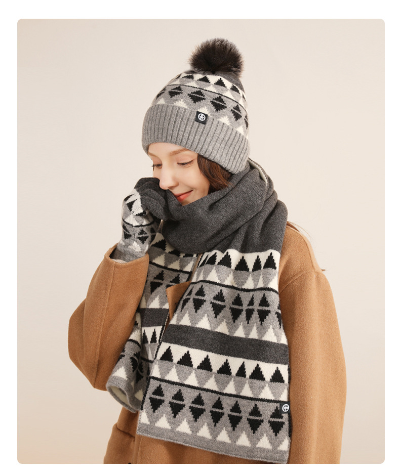 Winter Neues Produkt Japanische Strickhandschuhe Schals Mützen 3-teiliges Set aus warmer und kältebeständiger Wolle mit Modeaccessoires Weihnachtsgeschenk_voghion.com