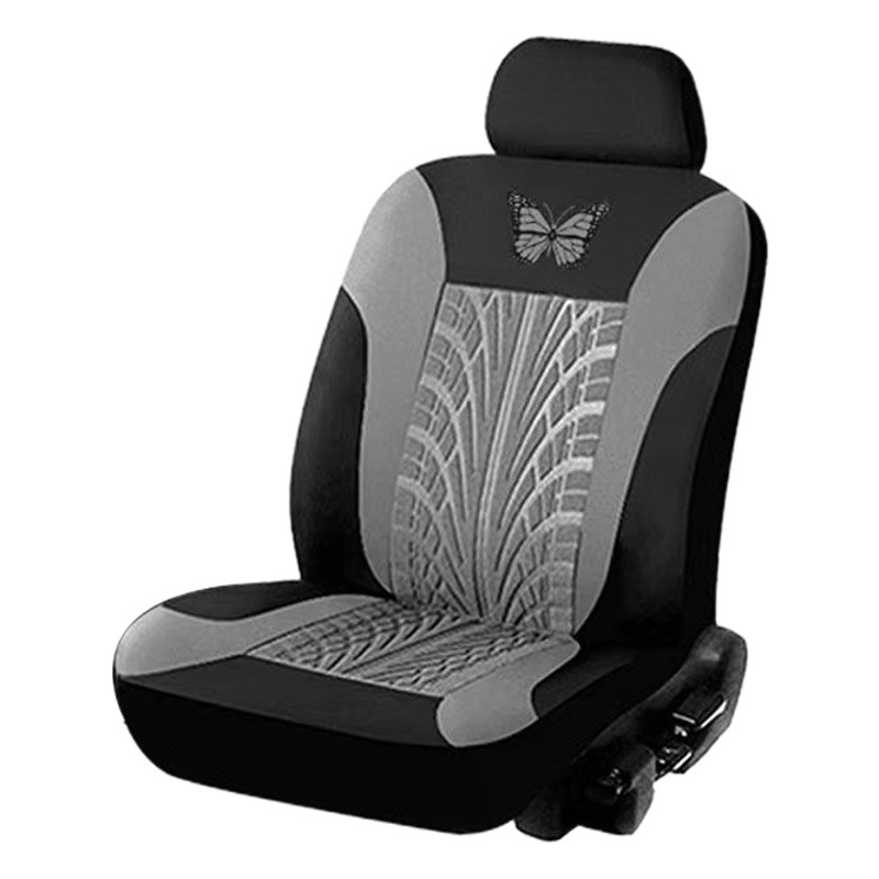 Cubierta de asiento de automóvil de comercio exterior transfronterizo mariposa logo tela sangría prensa cubierta de asiento universal de coche conjunto de 2 piezas