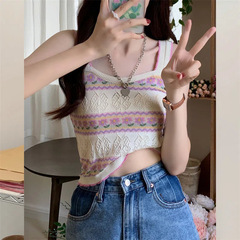 碎花刺繡鏤空絕美小吊帶2022背心女夏季獨特韓版短款甜辣內搭上衣
