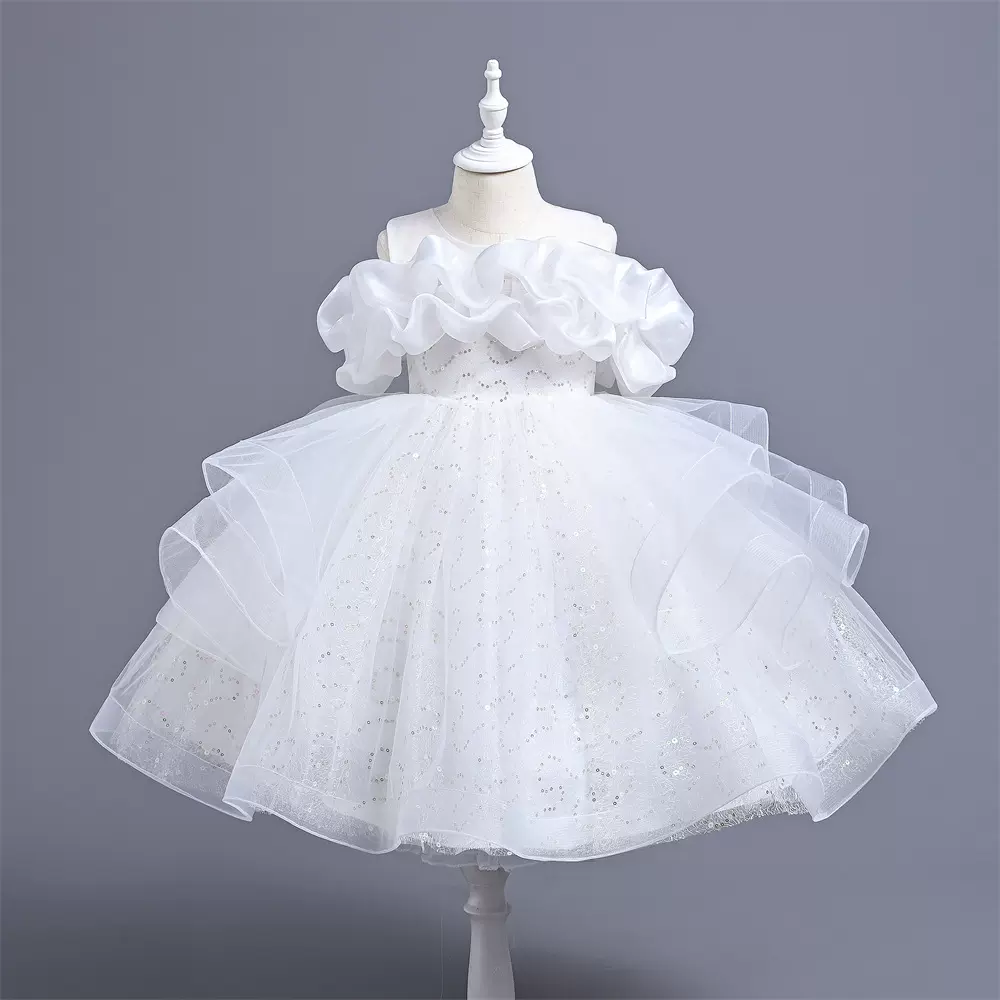 新款儿童礼服洋气童装女宝宝周岁网纱宴会蓬蓬裙女童公主裙晚礼服