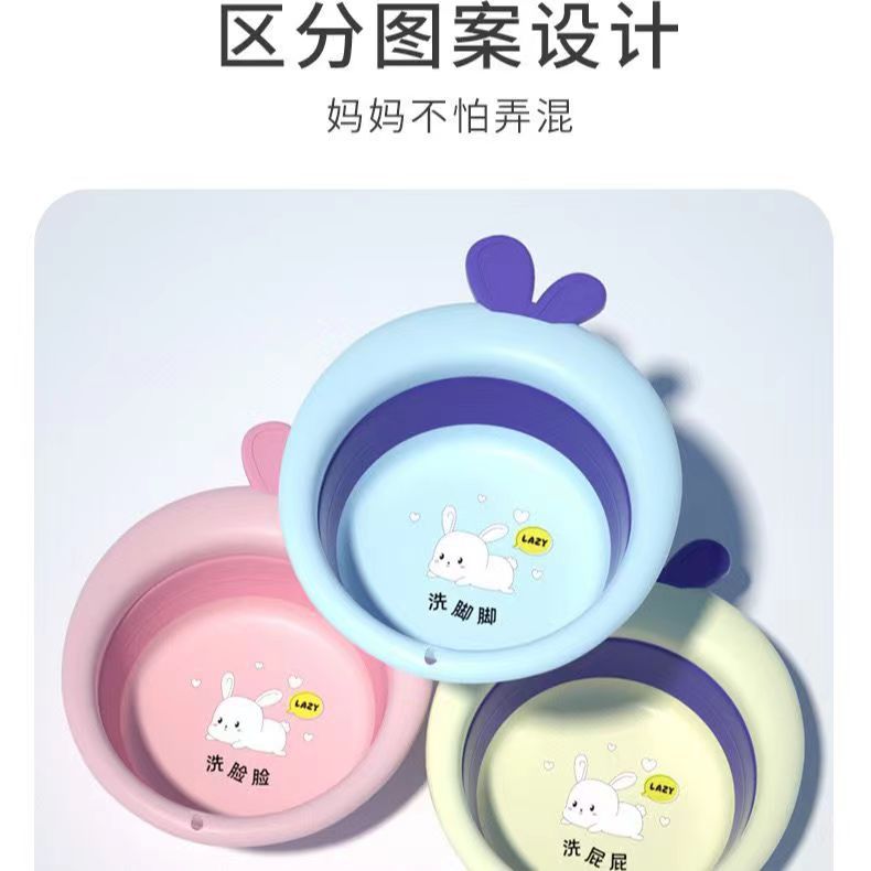 Folding Baby Basin Set of 3 for Newborns - Foldable Face Basin for Children - Baby Essentials - Diaper Butt Cleansing Basin