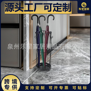 Casual Black Metal Umbrella Bucket, Waterproof Storage Bucket for Living Room Entrance, with Hook, Mesh Pocket, Large Capacity Design