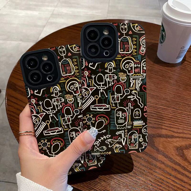 Foreign Trade Applicable Samsung A71 Phone Case Pencil Drawing Little Man A53 A32 Protective Case Women's Advanced All-inclusive Stripe