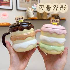 かわいいハンバーガーマグカップ女子高颜値クリエイティブ陶磁器カップネット赤学生水カップハンバーガーカップお土産カップ