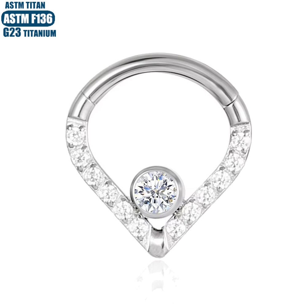 F136 Titanium Alloy Water Drop Earrings Nose Ring Diamond Nose Piercing Nasal Septum Ring Seamless Ring Piercing Jewelry Earrings detail image 18