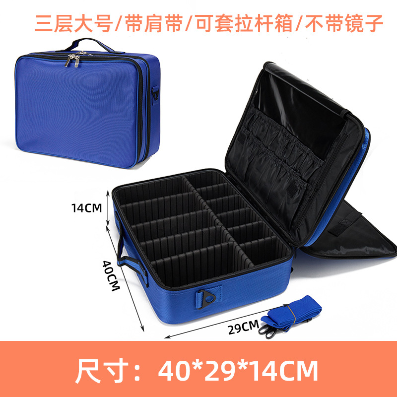 Bolsa de maquillaje portátil de gran capacidad con espejo, bolsa de almacenamiento para herramientas de tatuadores y manicuristas, bolsa con compartimentos desmontables, impermeable