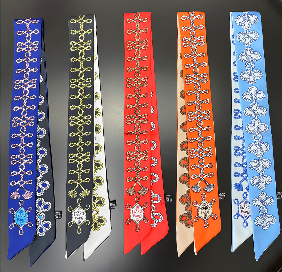 봄 스카프 술 한국 모자 리본 여성용 넥타이 가방 리본 머리 벨트 작은 스카프 도매