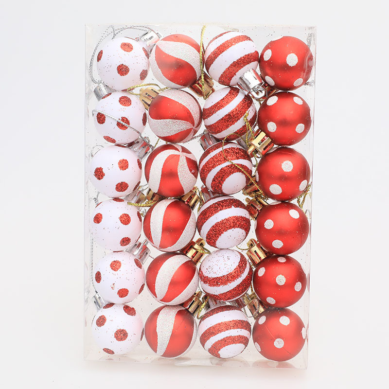 3 センチメートル塗装クリスマスボールクリスマス装飾クリスマスツリーギフト装飾ミニ 24 PVC 箱入りクリスマスギフト|undefined