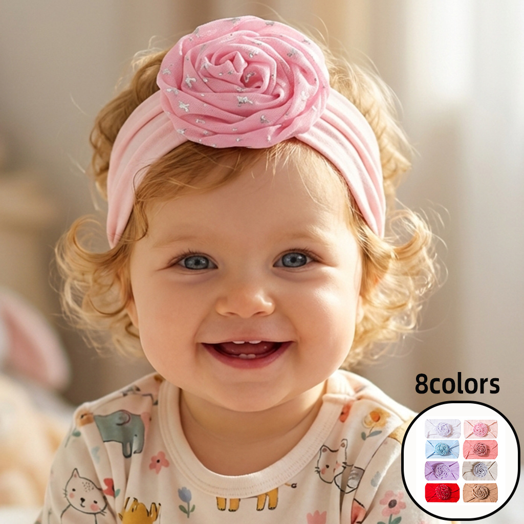 Cute children's solid color elastic nylon headband