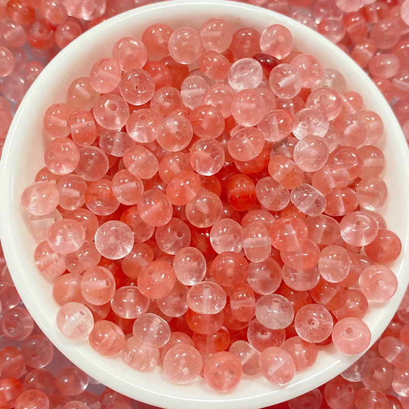 Strawberry Quartz Abacus Beads, Peace Buckle Jade Loose Beads for DIY Handmade Beaded Bracelets & Weaving—Spacers for Jewelry Crafting Materials