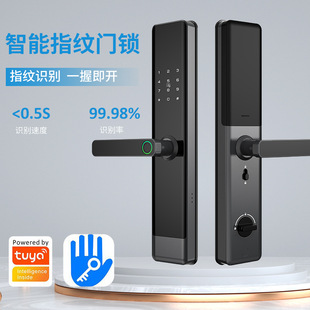 Tuya Wifi App Remote Control Fingerprint Home Anti-Theft Wooden Door Smart Face Recognition Digital Password Lock